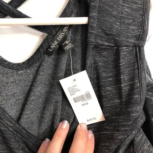 NWT Lane Bryant cold Shoulder L/S criss cross back top - Picture 4 of 4